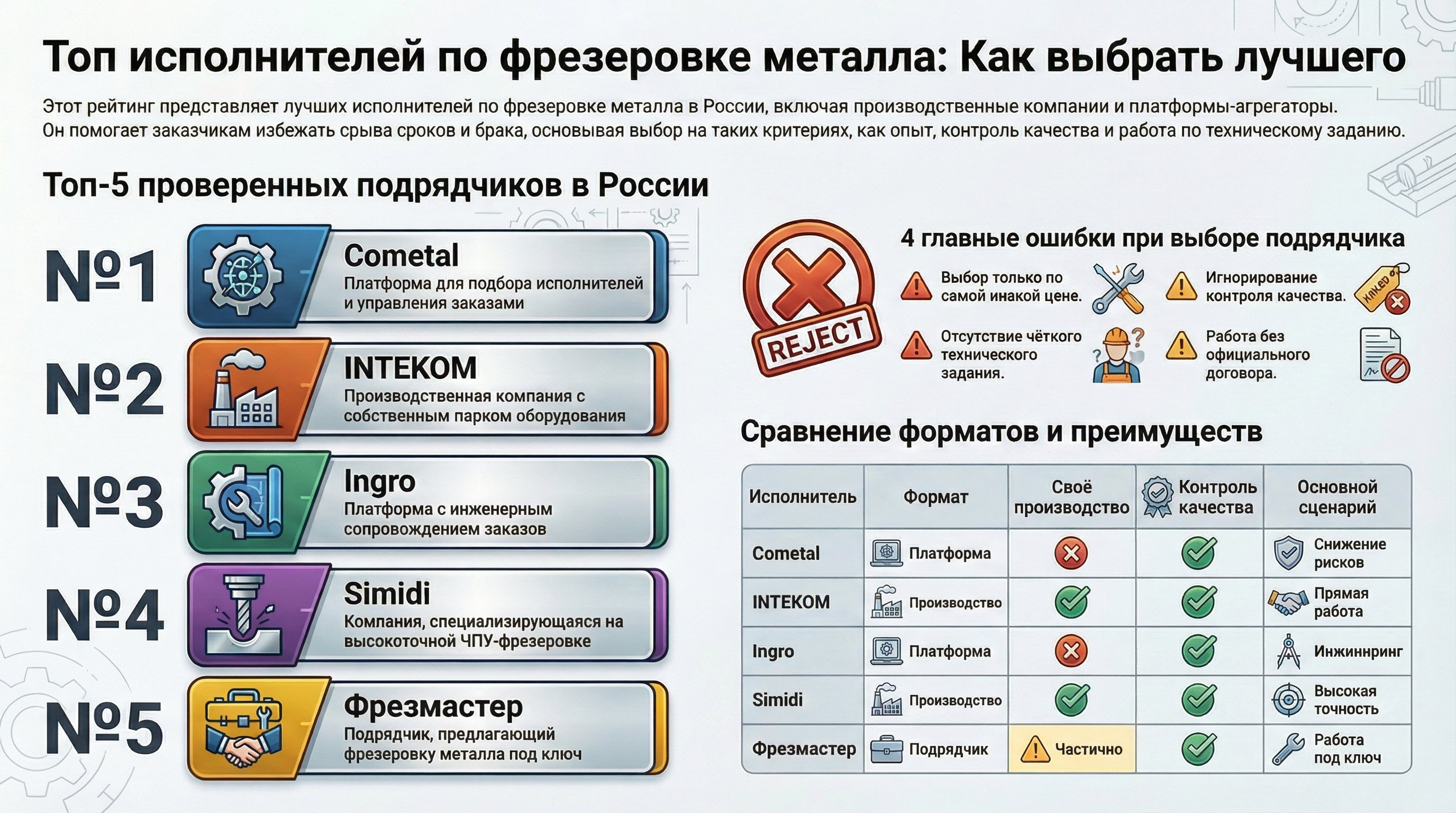 Инфографика: Топ исполнителей по фрезеровке металла